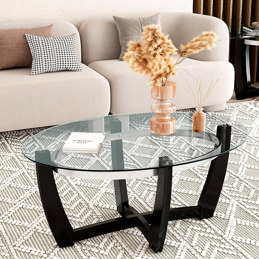 Oval Tempered Glass Table